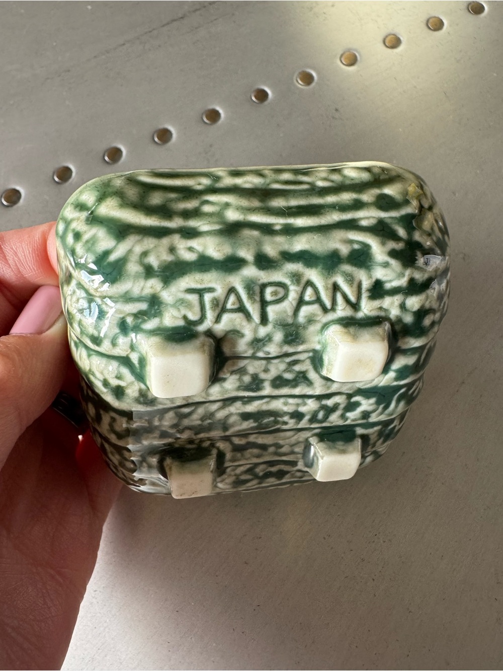 Glazed Ceramic Accent Vase – Green and Cream